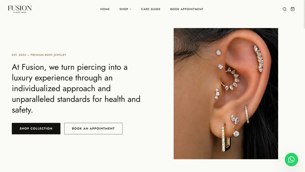 Fusion Piercings website preview